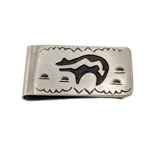 Handmade Sterling Silver Money Clip Genuine Native American Signed Men's ***